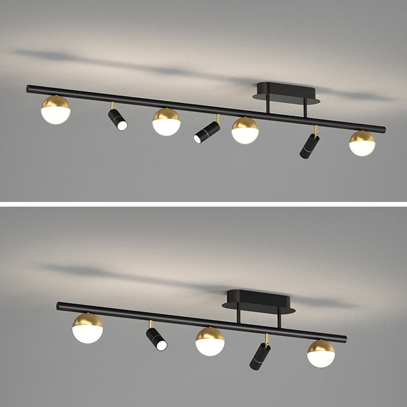Wrought Iron Track Lighting Modern Linear Ceiling Mounted Lamp for Dining Room