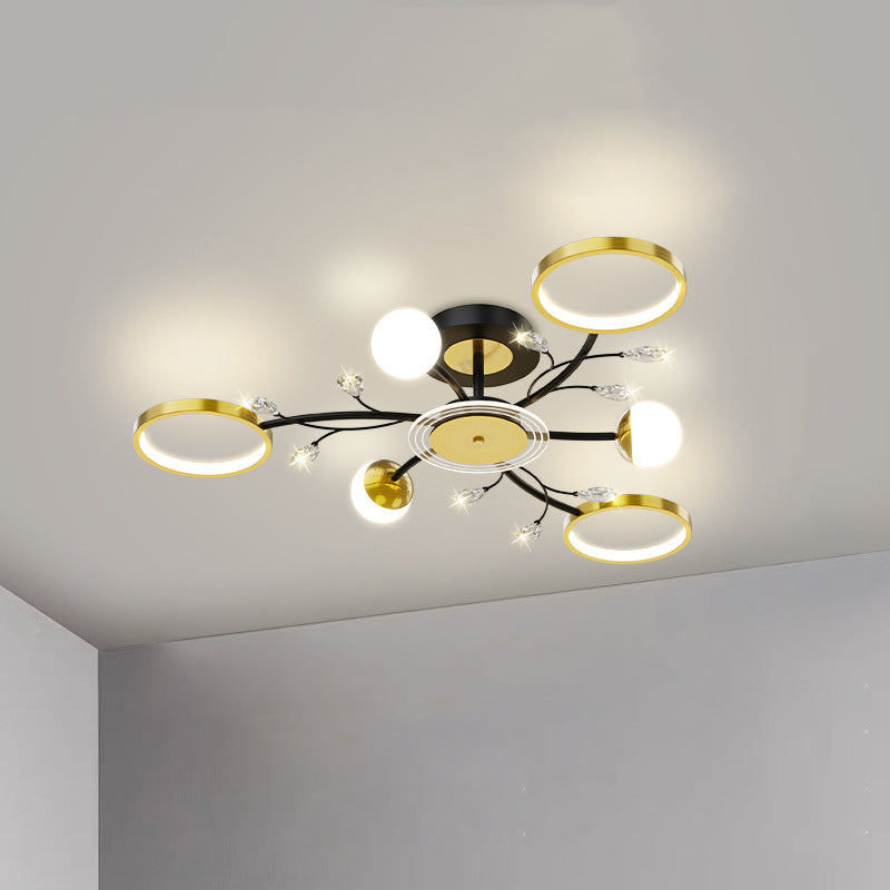 Black Sputnik Flush Mount Ceiling Light Modern Aluminum Flush Light for Living Room