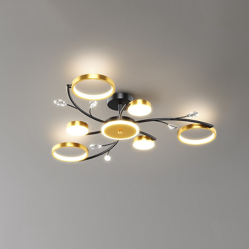 Black Sputnik Flush Mount Ceiling Light Modern Aluminum Flush Light for Living Room