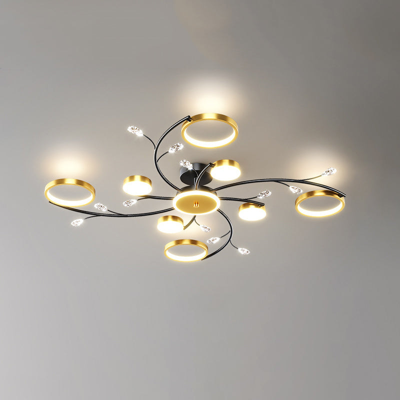 Black Sputnik Flush Mount Ceiling Light Modern Aluminum Flush Light for Living Room