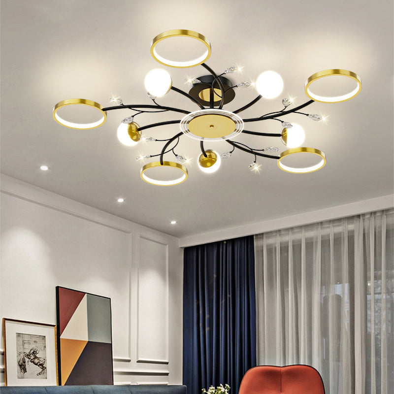 Black Sputnik Flush Mount Ceiling Light Modern Aluminum Flush Light for Living Room
