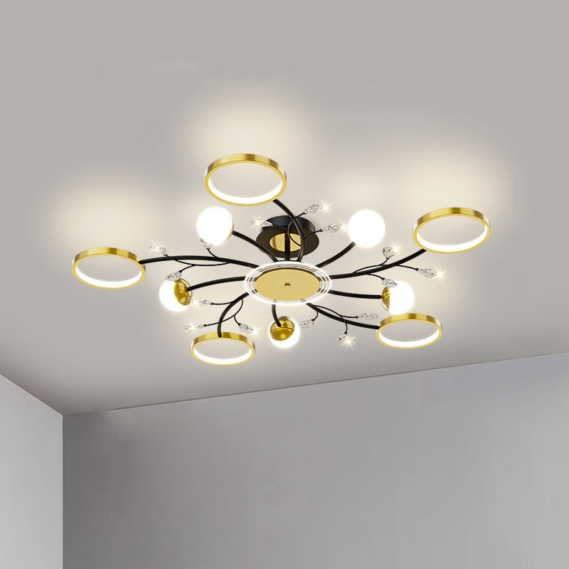 Black Sputnik Flush Mount Ceiling Light Modern Aluminum Flush Light for Living Room