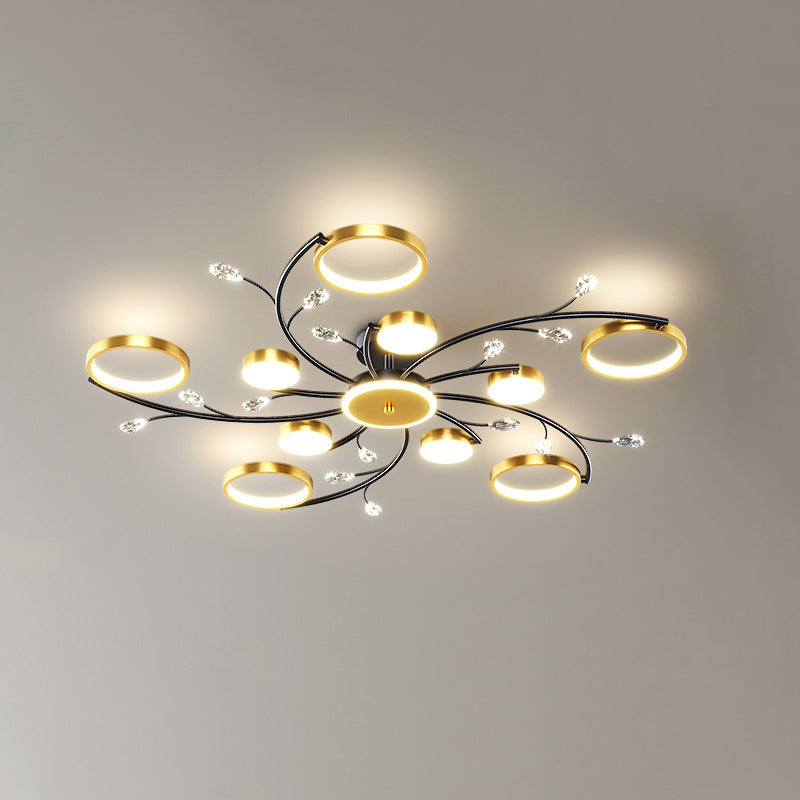 Black Sputnik Flush Mount Ceiling Light Modern Aluminum Flush Light for Living Room