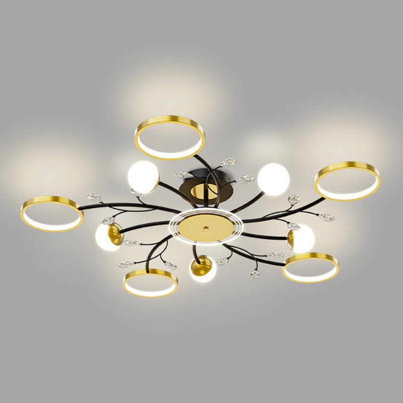 Black Sputnik Flush Mount Ceiling Light Modern Aluminum Flush Light for Living Room