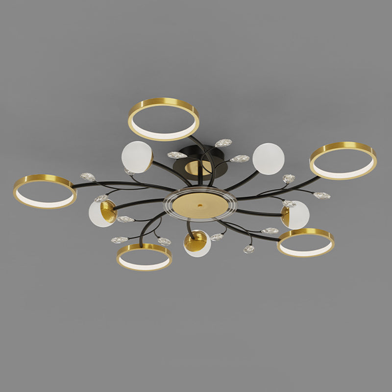 Black Sputnik Flush Mount Ceiling Light Modern Aluminum Flush Light for Living Room