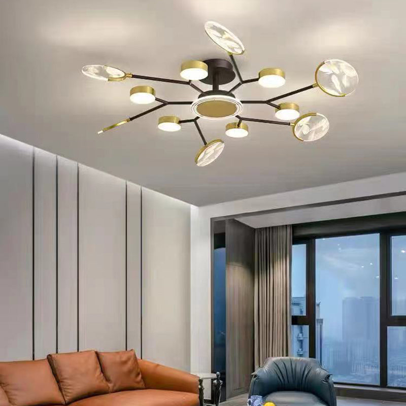 Soporte empotrado moderno lineal de acrílico de Sputnik de las luces de techo rasantes de la sala de estar LED