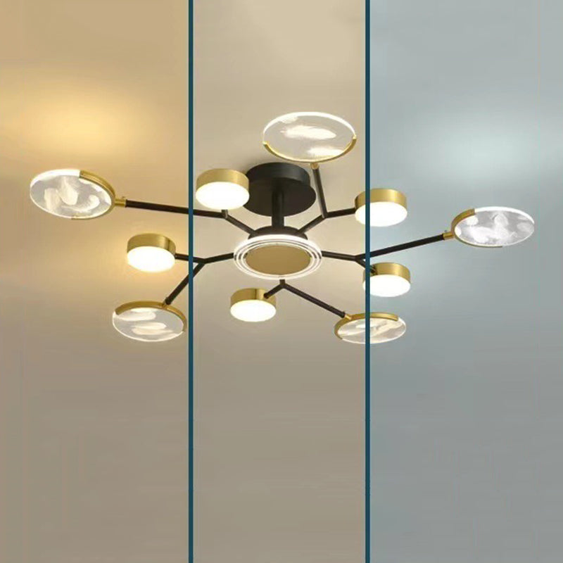 Soporte empotrado moderno lineal de acrílico de Sputnik de las luces de techo rasantes de la sala de estar LED