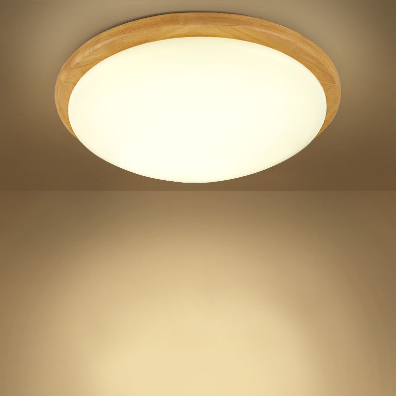 Drum Wood Flush Mount Ceiling Light Fixtures Modern Style 1-Light Flush Ceiling Lamps