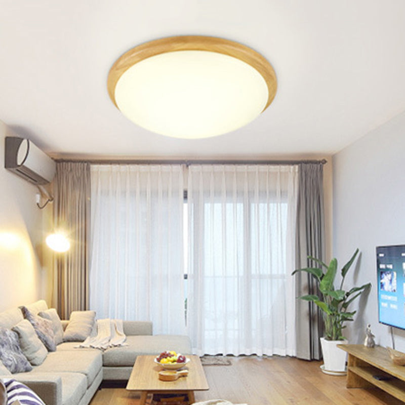 Drum Wood Flush Mount Ceiling Light Fixtures Modern Style 1-Light Flush Ceiling Lamps