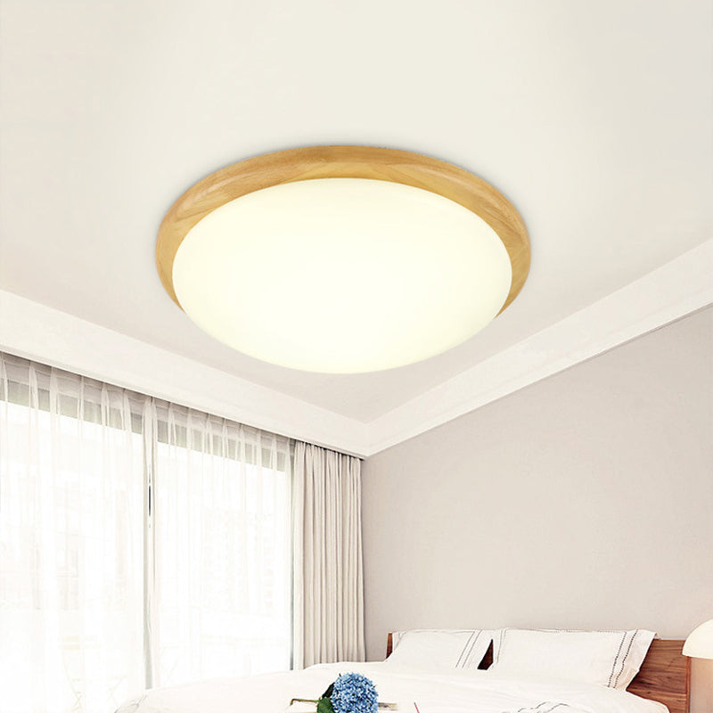 Drum Wood Flush Mount Ceiling Light Fixtures Modern Style 1-Light Flush Ceiling Lamps