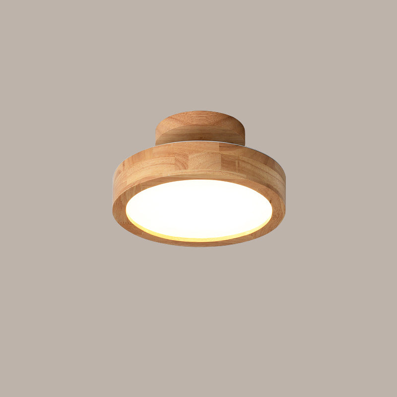Ronde semi-inbouw plafondlamp moderne stijl houten 1-lichts semi-gemonteerde verlichting