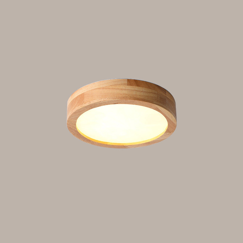 Ronde semi-inbouw plafondlamp moderne stijl houten 1-lichts semi-gemonteerde verlichting