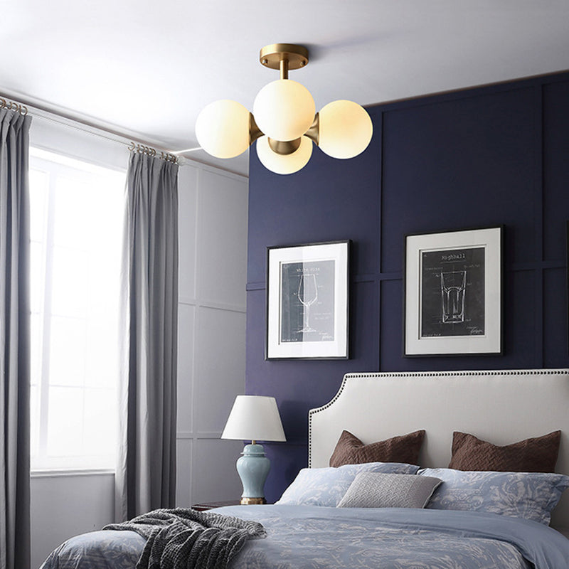 4 luces de vidrio de vidrio semi iluminación de montura de rubor bolas de estilo moderno luz semi descarga para sala de estar