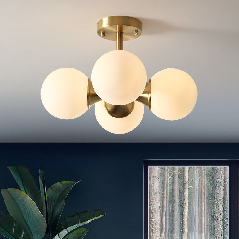 4 luces de vidrio de vidrio semi iluminación de montura de rubor bolas de estilo moderno luz semi descarga para sala de estar