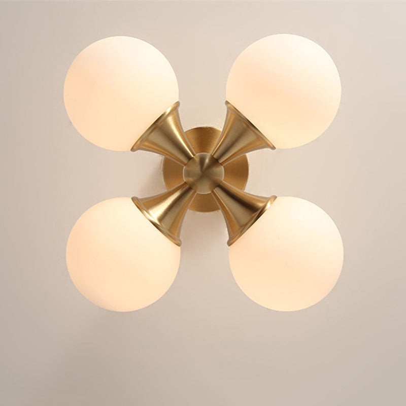 4 luces de vidrio de vidrio semi iluminación de montura de rubor bolas de estilo moderno luz semi descarga para sala de estar