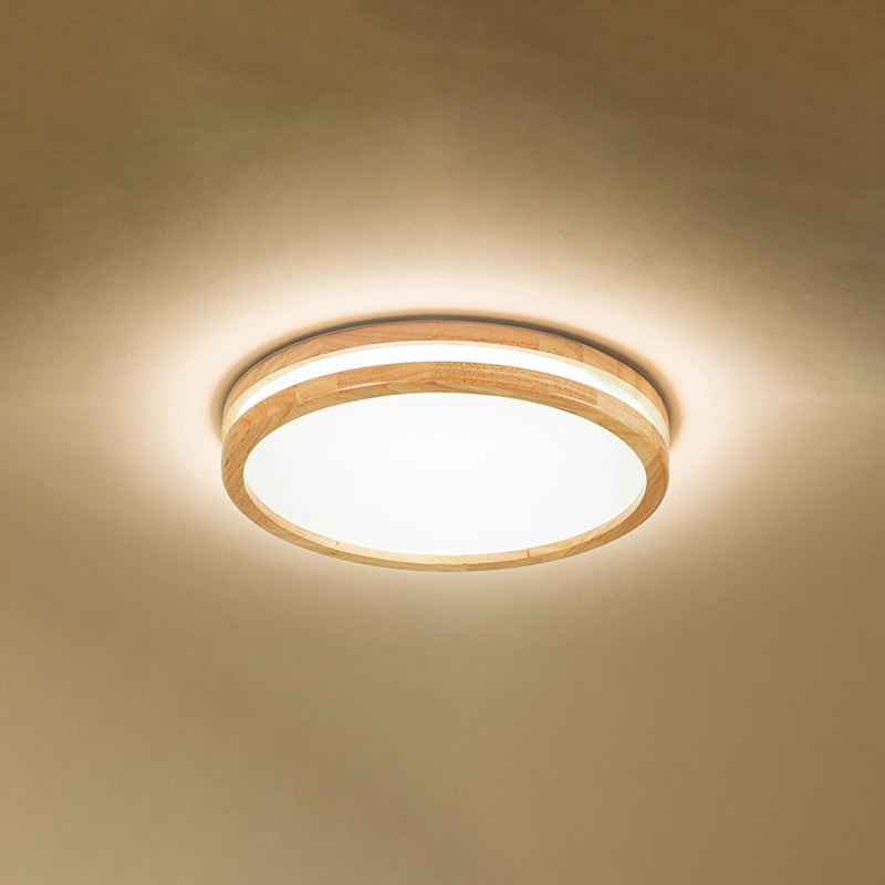 Kreisförmige Holz-Unterputzleuchte im modernen Stil mit 1 Licht, Deckenleuchte für Schlafzimmer
