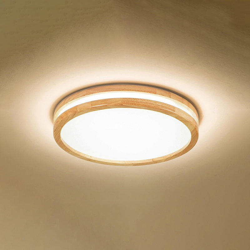 Kreisförmige Holz-Unterputzleuchte im modernen Stil mit 1 Licht, Deckenleuchte für Schlafzimmer