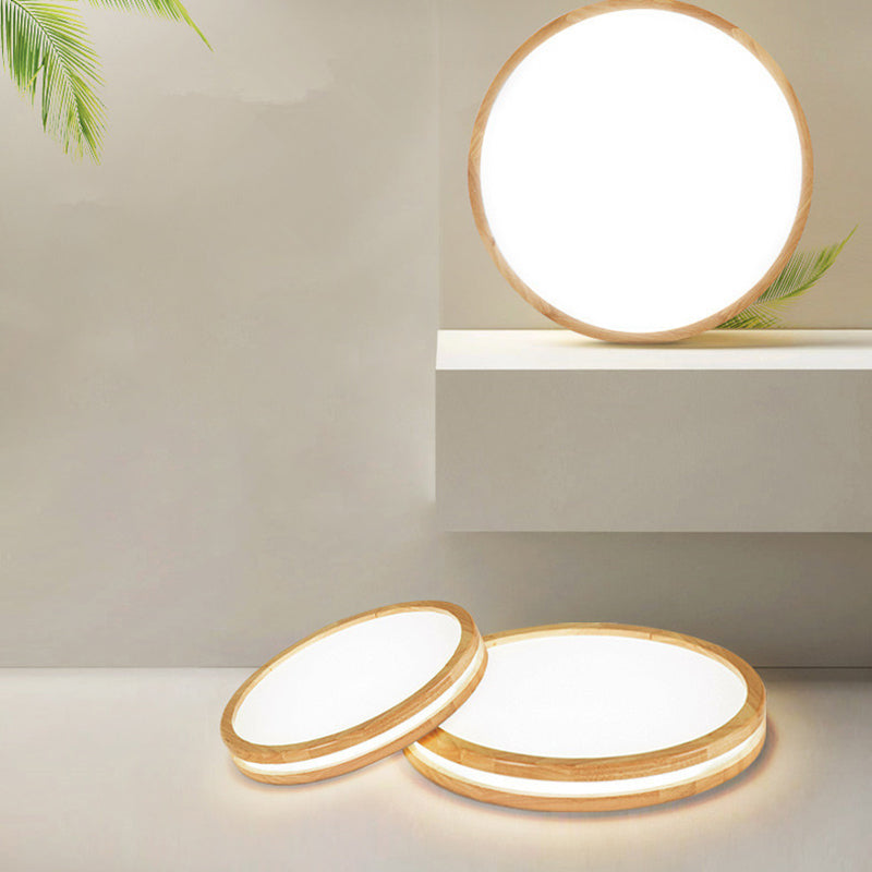 Kreisförmige Holz-Unterputzleuchte im modernen Stil mit 1 Licht, Deckenleuchte für Schlafzimmer