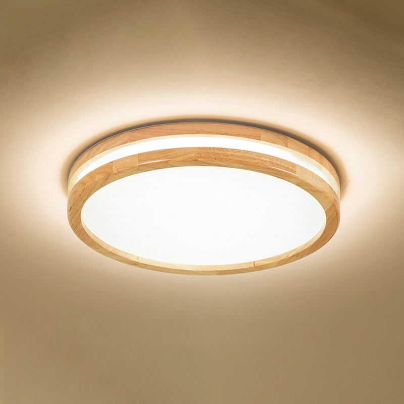 Kreisförmige Holz-Unterputzleuchte im modernen Stil mit 1 Licht, Deckenleuchte für Schlafzimmer