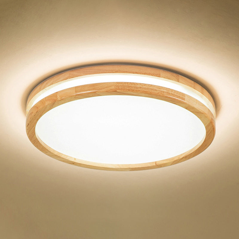 Kreisförmige Holz-Unterputzleuchte im modernen Stil mit 1 Licht, Deckenleuchte für Schlafzimmer