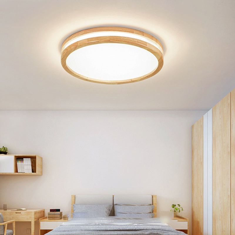 Kreisförmige Holz-Unterputzleuchte im modernen Stil mit 1 Licht, Deckenleuchte für Schlafzimmer