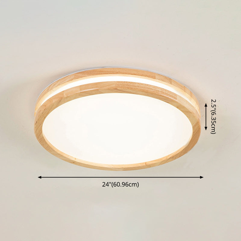 Kreisförmige Holz-Unterputzleuchte im modernen Stil mit 1 Licht, Deckenleuchte für Schlafzimmer