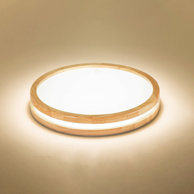 Kreisförmige Holz-Unterputzleuchte im modernen Stil mit 1 Licht, Deckenleuchte für Schlafzimmer