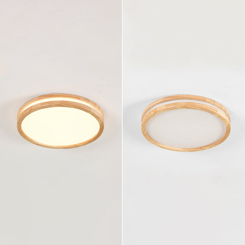 Kreisförmige Holz-Unterputzleuchte im modernen Stil mit 1 Licht, Deckenleuchte für Schlafzimmer