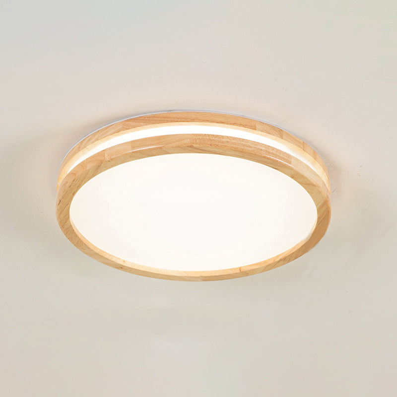Kreisförmige Holz-Unterputzleuchte im modernen Stil mit 1 Licht, Deckenleuchte für Schlafzimmer