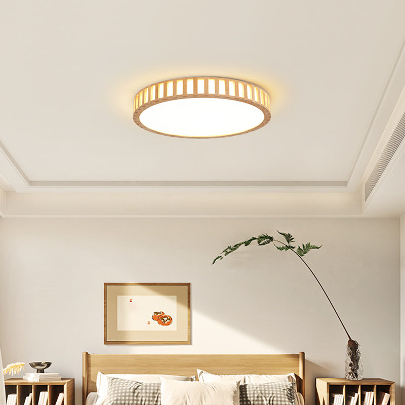 Bois 1-Flush léger Mount Ceiling Fixture Modern Style Drum Flush Mount Lamp for Living Room