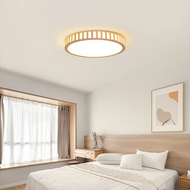 Bois 1-Flush léger Mount Ceiling Fixture Modern Style Drum Flush Mount Lamp for Living Room