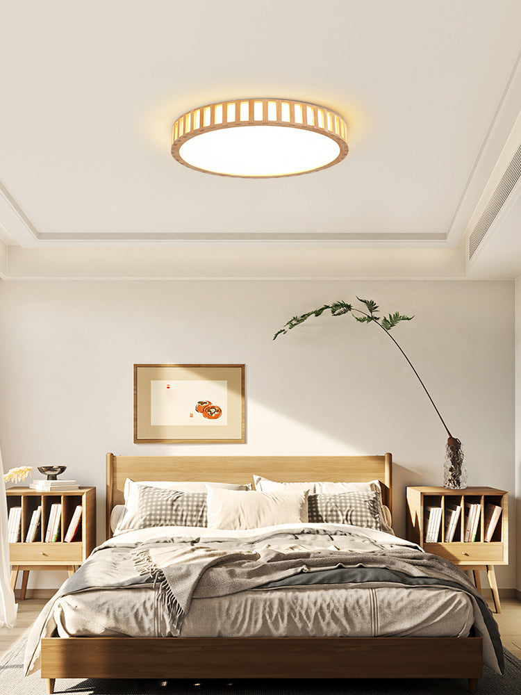 Bois 1-Flush léger Mount Ceiling Fixture Modern Style Drum Flush Mount Lamp for Living Room