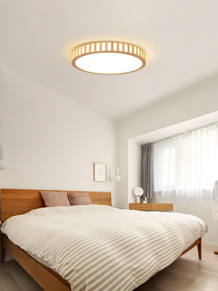 Bois 1-Flush léger Mount Ceiling Fixture Modern Style Drum Flush Mount Lamp for Living Room