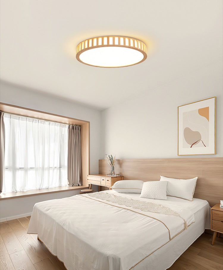 Bois 1-Flush léger Mount Ceiling Fixture Modern Style Drum Flush Mount Lamp for Living Room