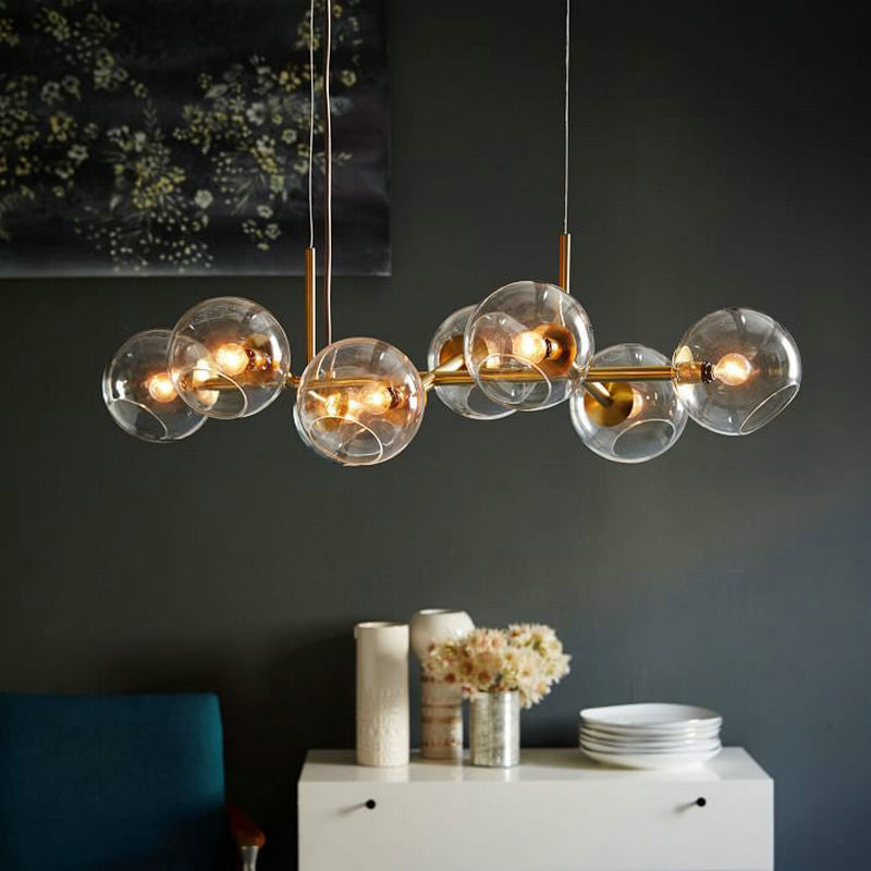 8 lampada a sfera lampada isola contemporanea ceratiera/fumo vetro sospeso di illuminazione sospesa in nero/oro per sala da pranzo