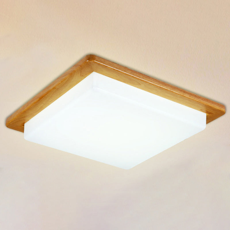 Wood 1-Light Flush Mount Ceiling Lamps Modern Style Geometric Flush Mount Light