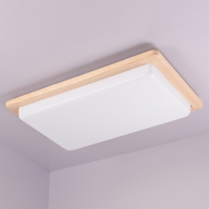 Wood 1-Light Flush Mount Ceiling Lamps Modern Style Geometric Flush Mount Light