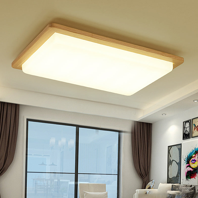 Wood 1-Light Flush Mount Ceiling Lamps Modern Style Geometric Flush Mount Light