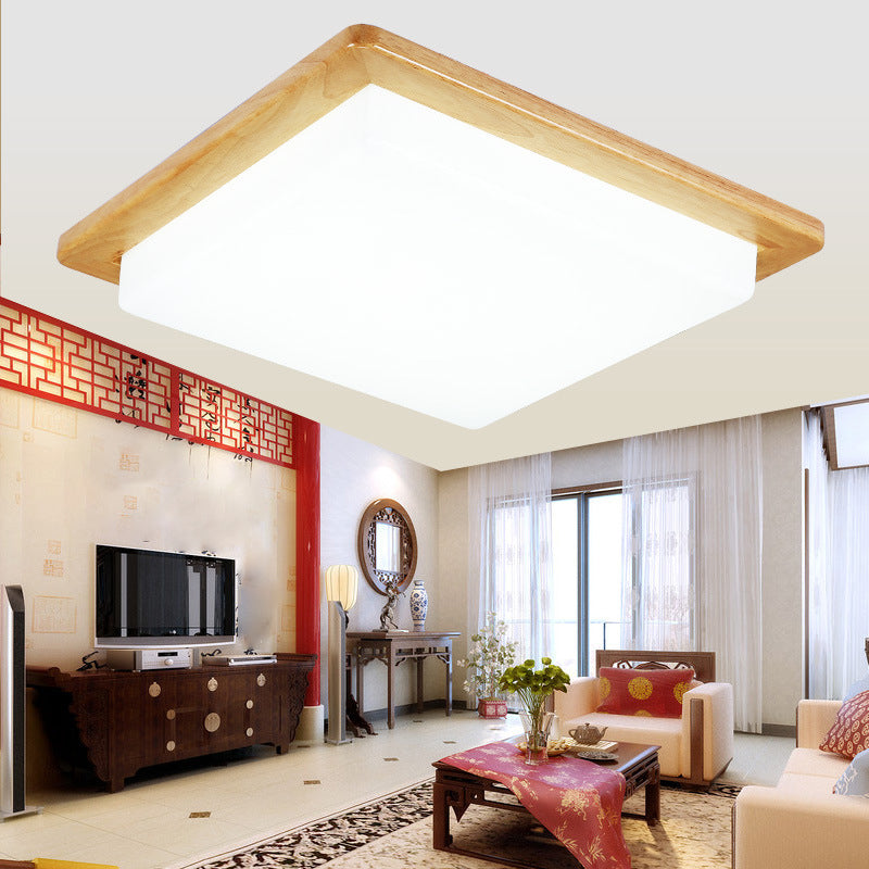 Wood 1-Light Flush Mount Ceiling Lamps Modern Style Geometric Flush Mount Light