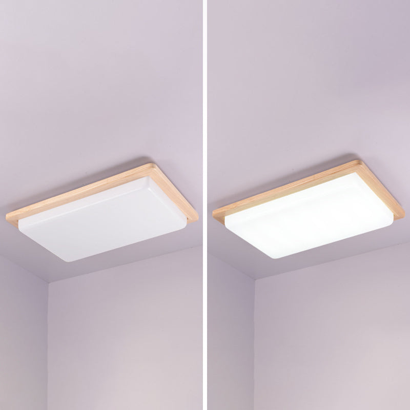 Wood 1-Light Flush Mount Ceiling Lamps Modern Style Geometric Flush Mount Light