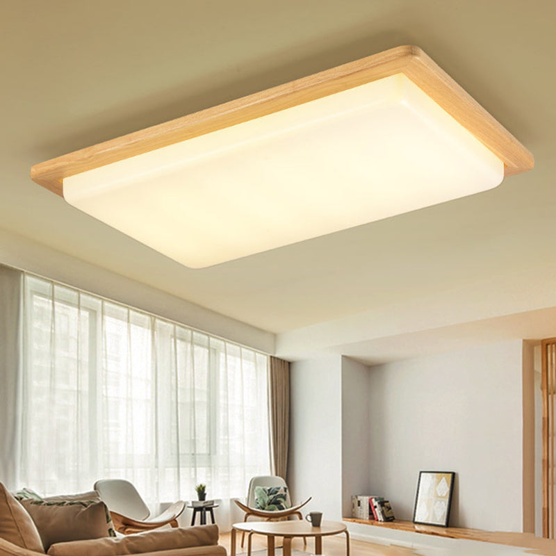 Wood 1-Light Flush Mount Ceiling Lamps Modern Style Geometric Flush Mount Light