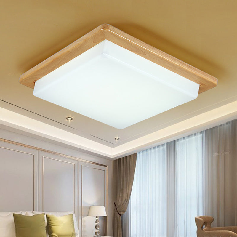 Wood 1-Light Flush Mount Ceiling Lamps Modern Style Geometric Flush Mount Light