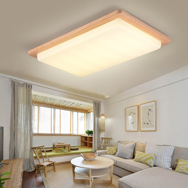 Wood 1-Light Flush Mount Ceiling Lamps Modern Style Geometric Flush Mount Light