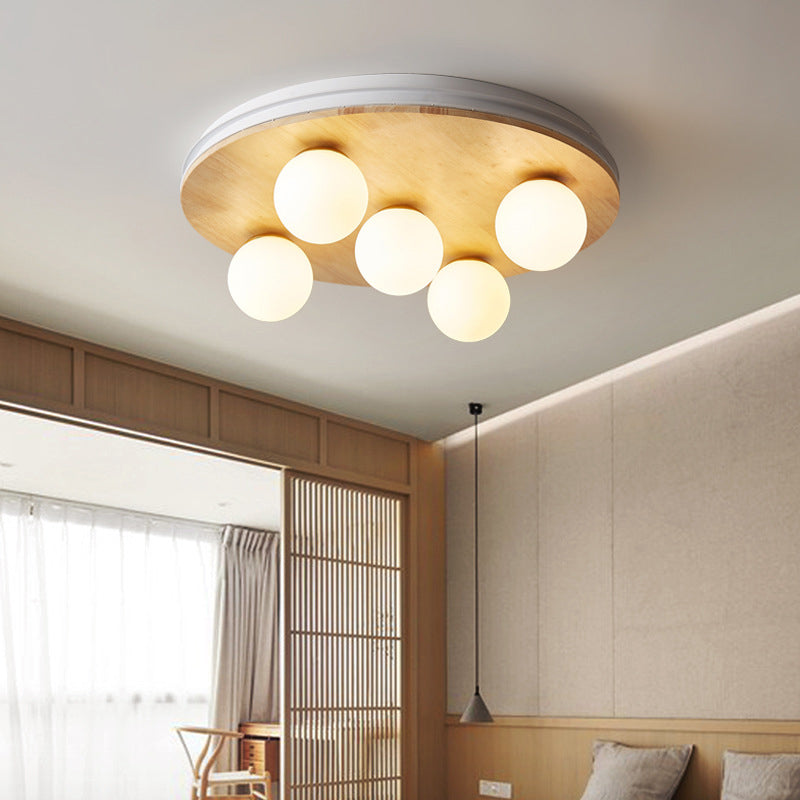 Luminaires de plafond semi-affleurants géométriques en verre opale, lampe Semi-affleurante de Style moderne pour chambre à coucher