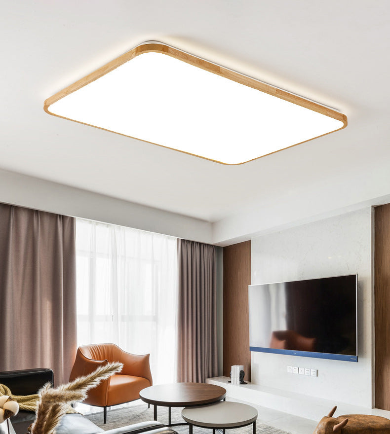 Modern Style Geometrische Bündige Deckenbefestigung 1-Light Holz Flush Ceiling Light