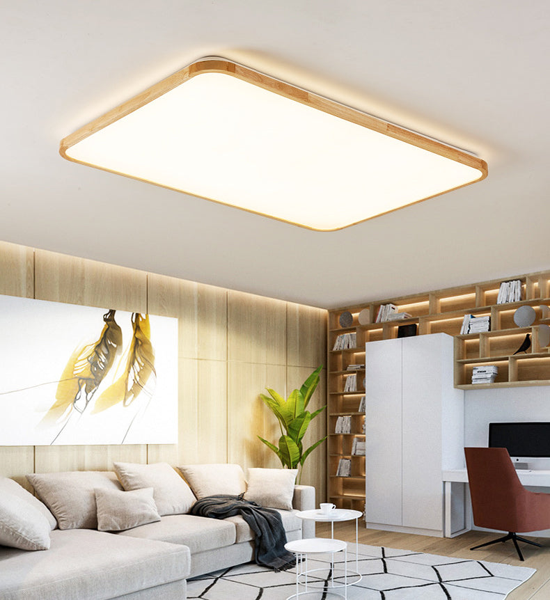Modern Style Geometrische Bündige Deckenbefestigung 1-Light Holz Flush Ceiling Light