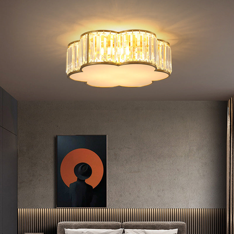 Plafonnier en laiton et cristal de Style rétro colonial, montage encastré en cuivre pour le salon