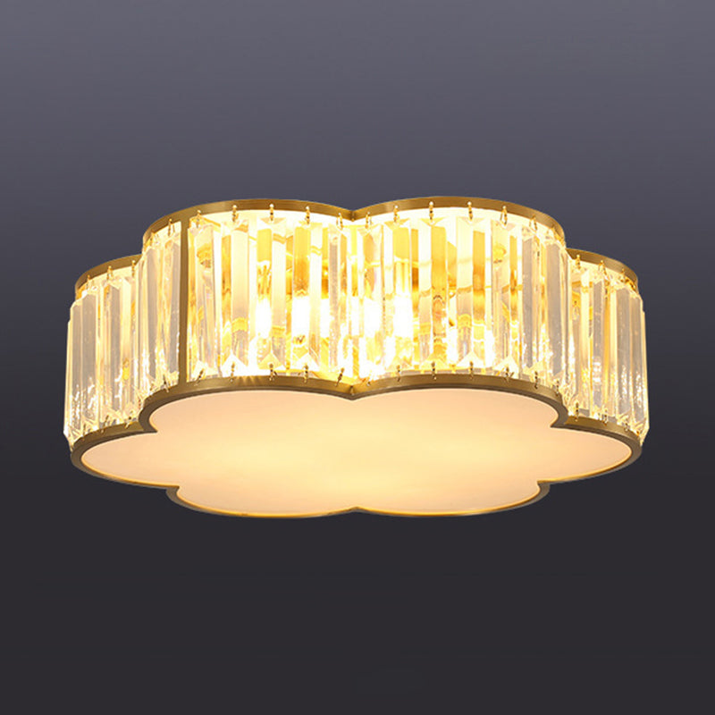 Plafonnier en laiton et cristal de Style rétro colonial, montage encastré en cuivre pour le salon