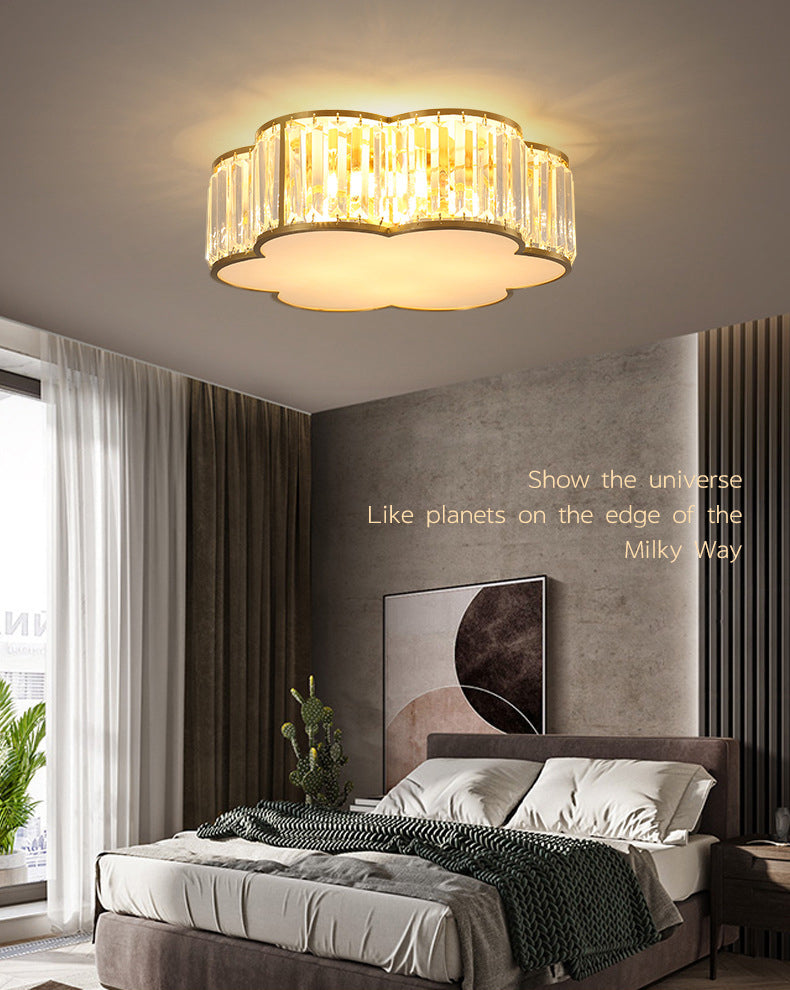 Plafonnier en laiton et cristal de Style rétro colonial, montage encastré en cuivre pour le salon