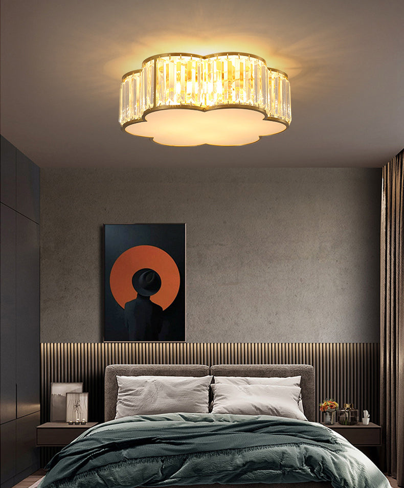 Plafonnier en laiton et cristal de Style rétro colonial, montage encastré en cuivre pour le salon